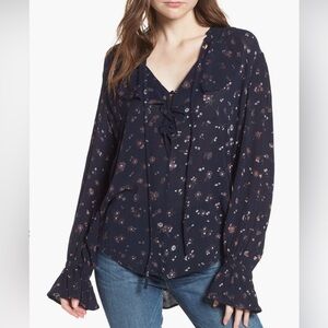 AG Navy Floral Blouse